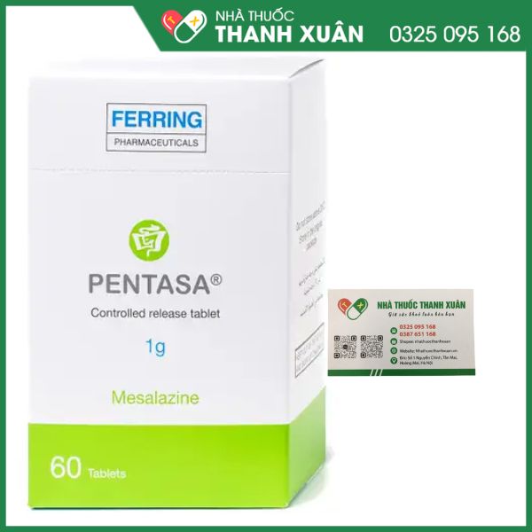 Viên đặt Pentasa 1g trị viêm ruột mãn tính (4 vỉ x 7 viên)